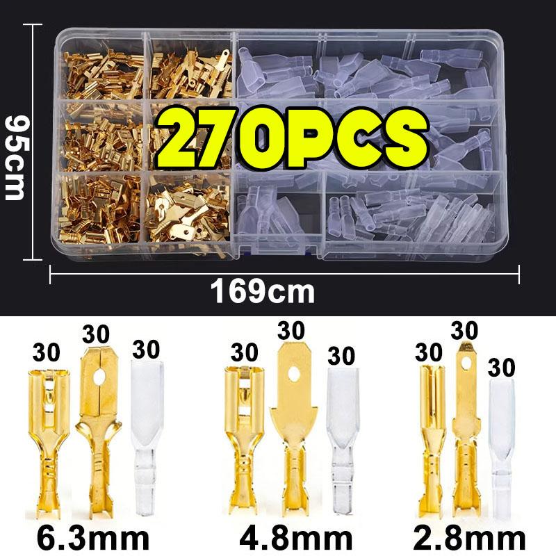 Cold Pressed 450Pcs 2.8/4.8/6.3mm Insulated Male Female Wire Connector Electrical Crimp Terminals Termin Spade Assorted Kit Box