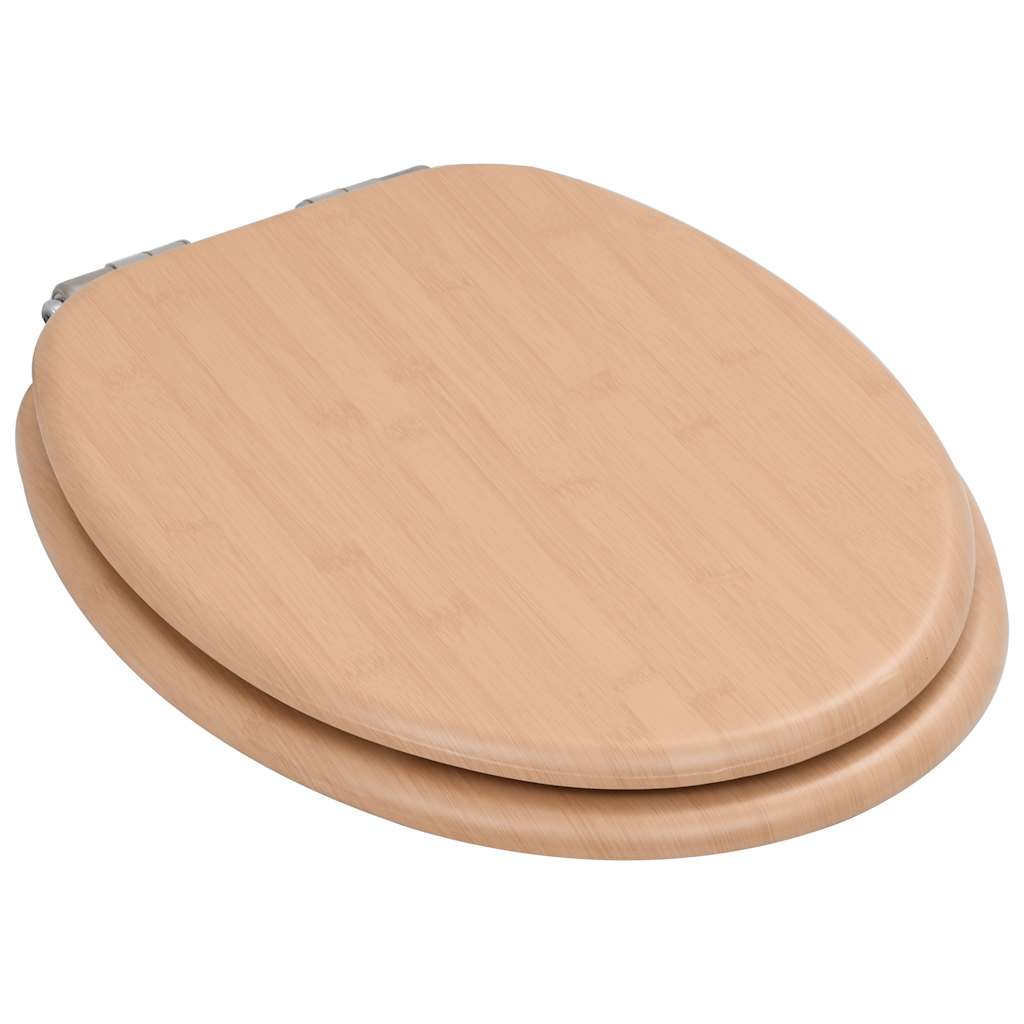 Vidaxl Soft-Close Toilet Seats, 2 Pcs, MDF, Bamboo Pattern