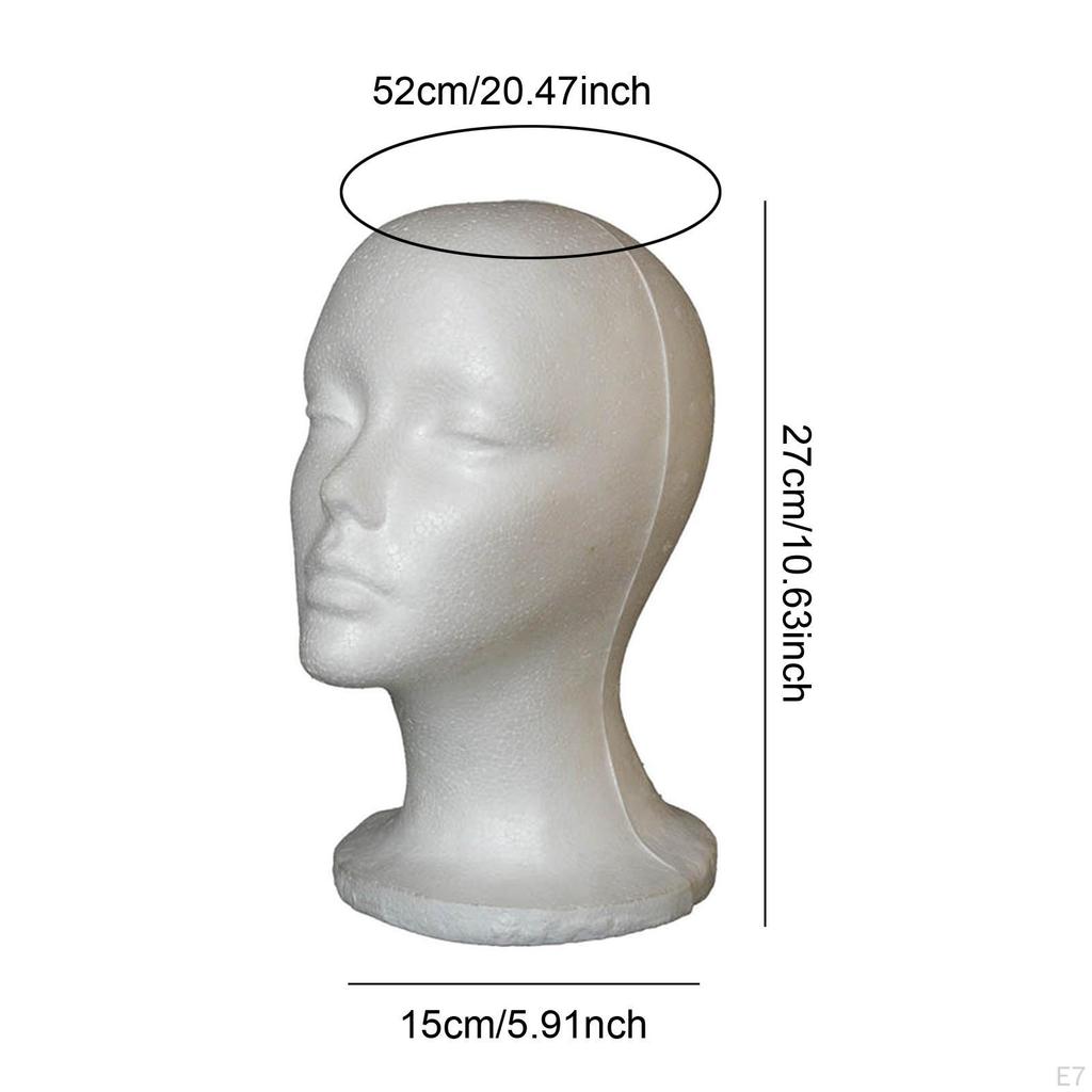 Mannequin Head Display Stand Foam Wigs Manikin Model Round Base for Headwear Hairpieces