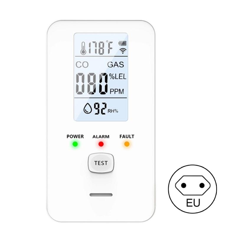Combustible Gas Alarm With Temperature Humidity Sensors LED Display and Sound Warning For Kitchen Garage