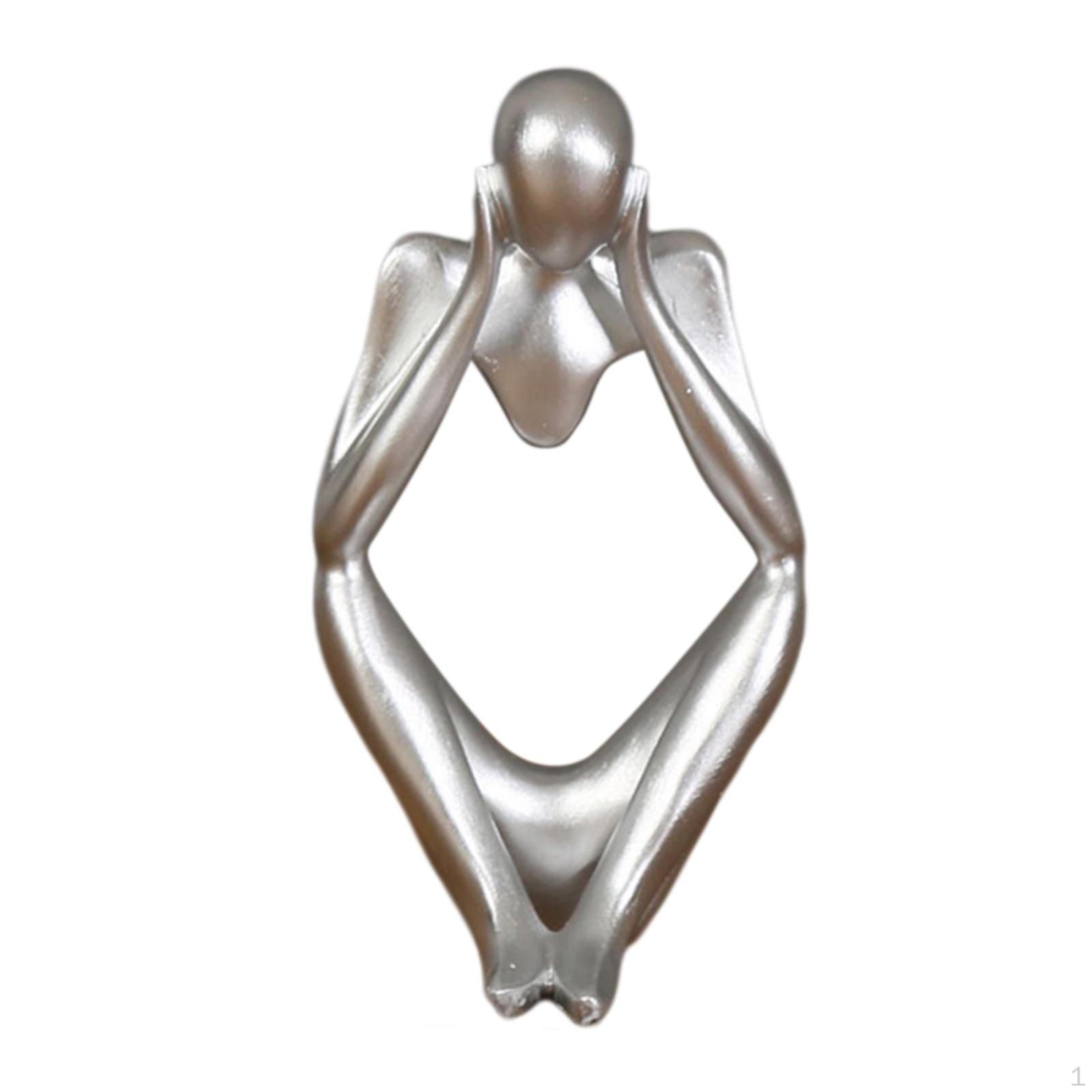 

Абстрактная полая скульптура мыслителя, статуя персонажа, фигурки, домашний декор, художественный орнамент Silver_13x9cm