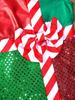 Girls Christmas Dress Striped Color Block Sleeveless Back Cutout Shiny Layer Skirt Jumpsuit Stage Costume