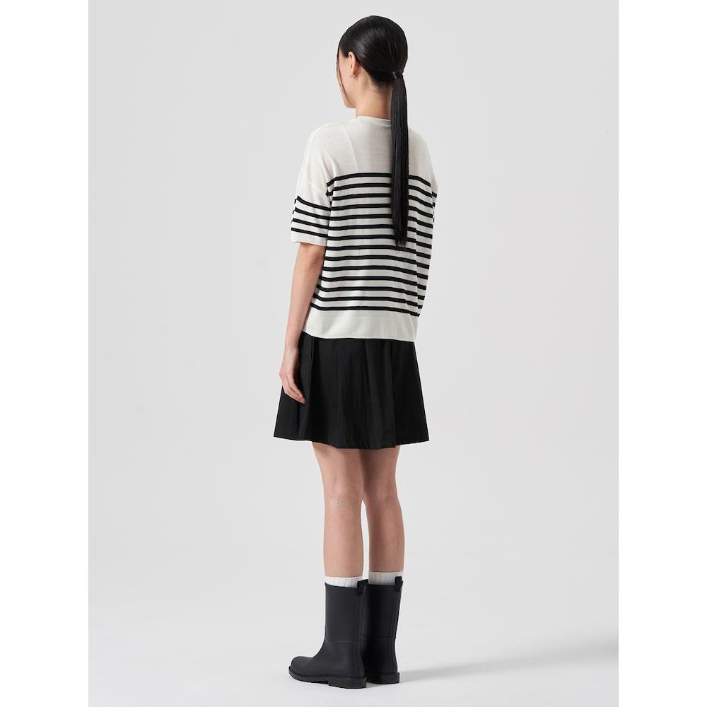 8SECONDS Striped Basic Short Sleeve Pullover Ivory