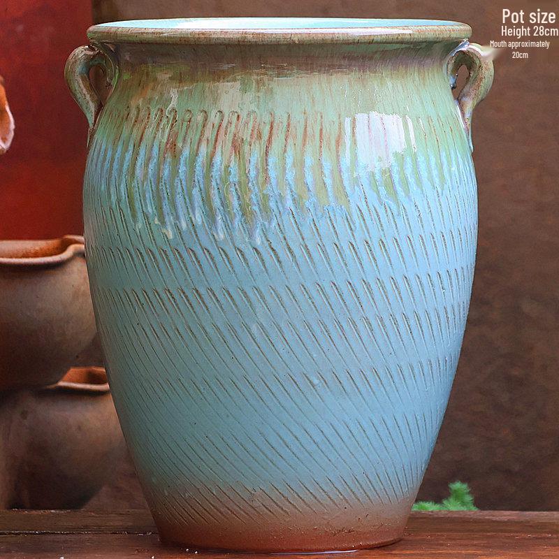 Handmade Large Purple Clay Ceramic Pot for Succulents and Bougainvillea – Breathable, Coarse Pottery Design for Living Room.