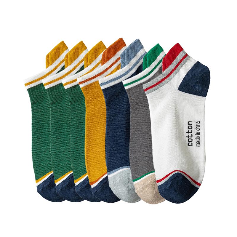 7 Paare/Lot Herren Baumwollsocken Lässig Mode Straße Kurz Unisex Atmungsaktiv Hohe Qualität Kurzer Schaft Hoher Absatz Abriebfest Übergröße