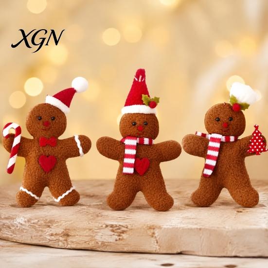 Christmas Wreath Embellishments 3 Pcs Mini Plush Gingerbread Man Ornaments, Small Stuffed Cute Xmas Tree Decor Decoration for Holiday Home Decor,