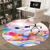 1pc Anime Design Round Carpet Cute Cat with Flowers Chair Mat for Office Home Decor, All Seasons