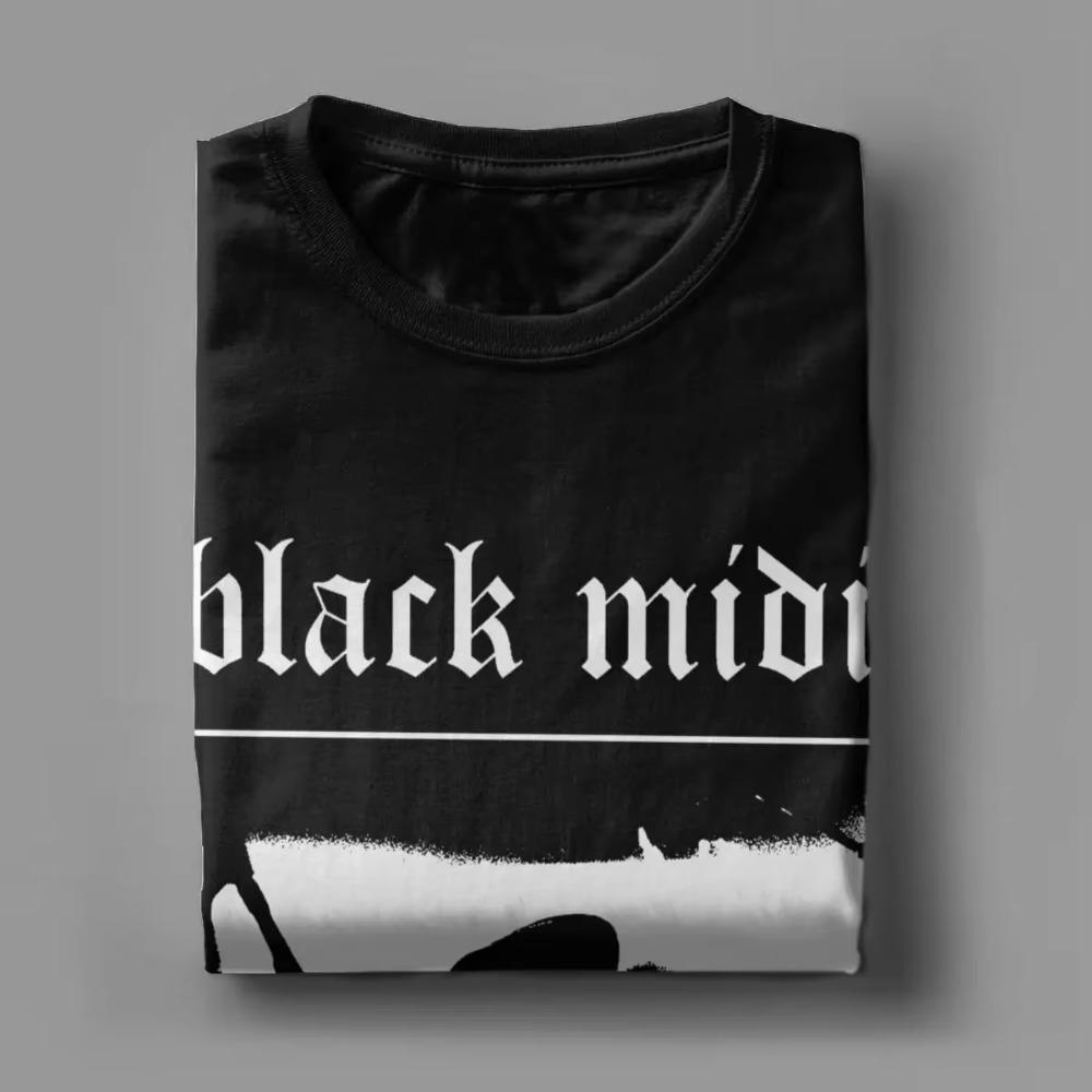 Men's Black Midi Schlagenheim Metal T Shirts Pure Cotton Tops Casual Short Sleeve Round Collar Tees Summer T-Shirts