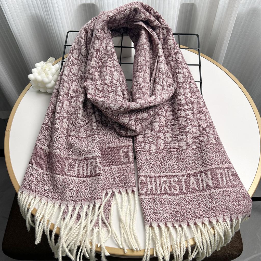 New Letter Printed Warm Women's Scarf Winter Imitation Cashmere Tassel Long Shawl