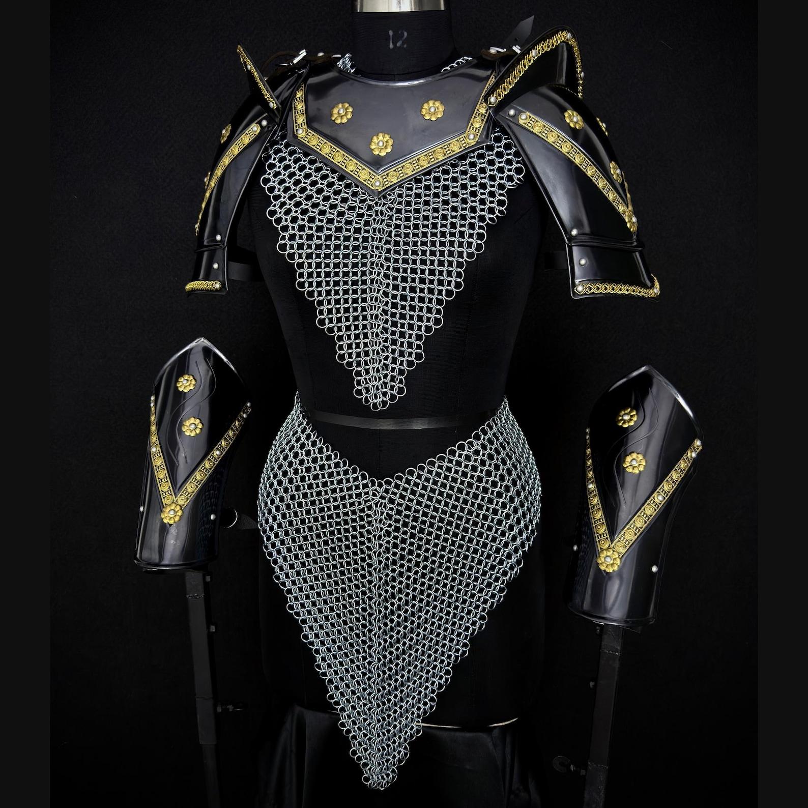 Medieval Steel Chainmail Armor Suit Fantasy Warrior LARP Cosplay Outfit