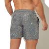 Men Gym Shorts Drawstring Elastic Waist Sequin Solid Color Soft Breathable Quick Dry Fitness Jogging Exercise Beach Sportswear Shorts