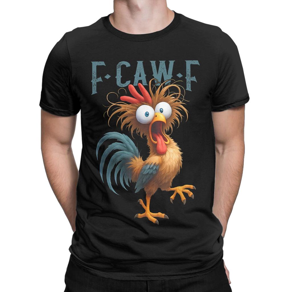 F-Caw-F Funny Chicken Humor Men's T Shirt Quote Rooster Meme Awesome Tee Shirt Short Sleeve Crewneck T-Shirts Cotton Adult Tops