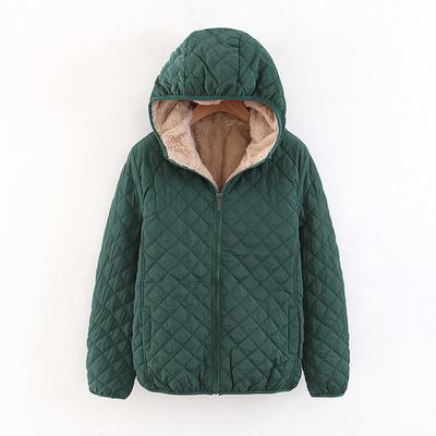 Women Autumn Winter Parkas Coat Jackets Female Lamb Hooded Plaid Long Sleeve Warm Winter Jacket S~3XL Casaco Feminino