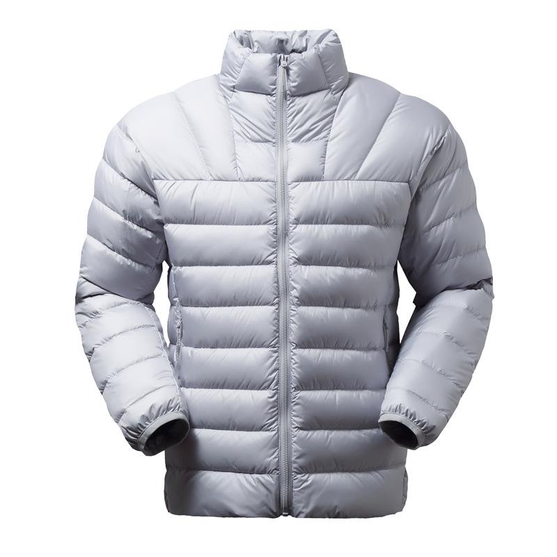 

Men s Lightweight Ribbed Down Jacket - Unisex, High-Quality Winter Wear with Stand Collar L світло-сірий колір