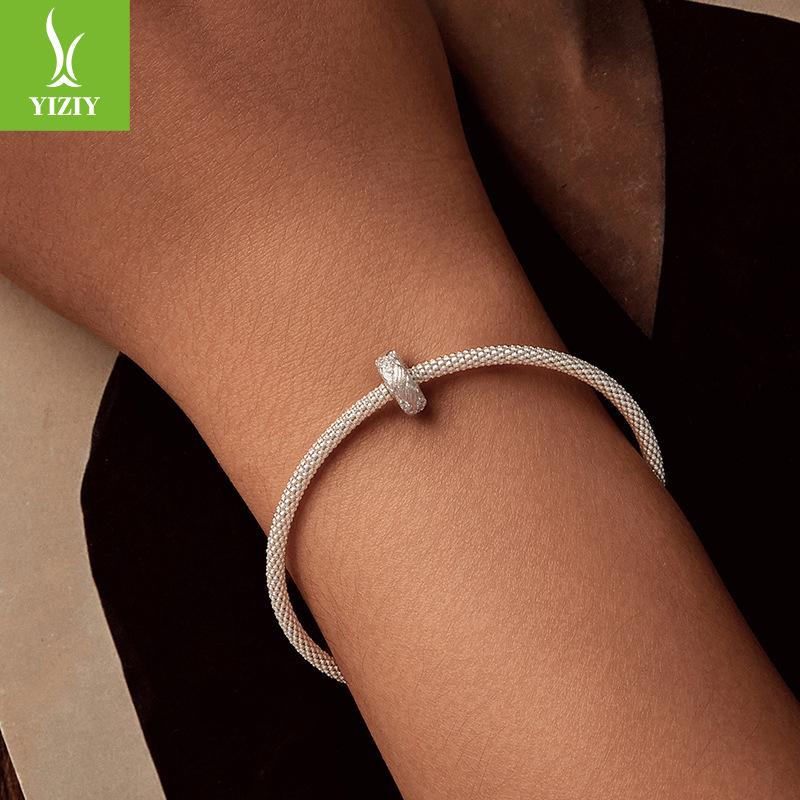 925 Sterling Silver Woven Bead Spacer Positioning, Wind Personality Diy Beaded Bracelet Accessories Are Simple And Versatile