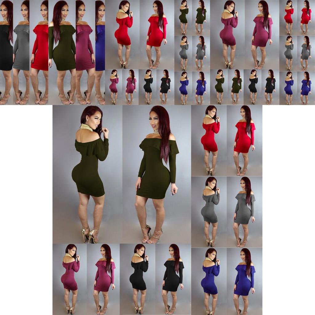 Elegant Women Strapless Bodycon Long Sleeve Evening Party Mini Dress Off Shoulder
