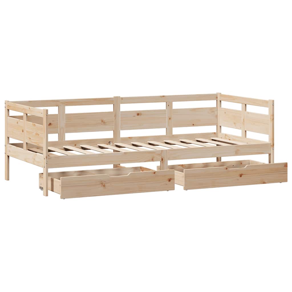 Daybed with Drawers 90 x 190 cm Solid Pine Wood