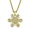 Yoga Hindu Buddhism 7 Chakra Stainless Steel Pendant Necklace Sacred Geometry Hollow Angel Seal Metatron Symbol Chain Jewelry