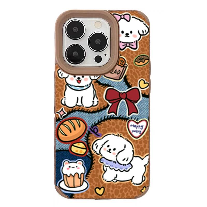 Brown for Apple 16promax Mobile Phone Case New Model for IPhone15 Cartoon Dog 14pro Skin Pattern 13/11