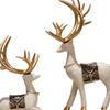 2 Pieces Reindeer Figurines Sitting Standing Deer Statues Retro Artificial Animal Crafts Statue