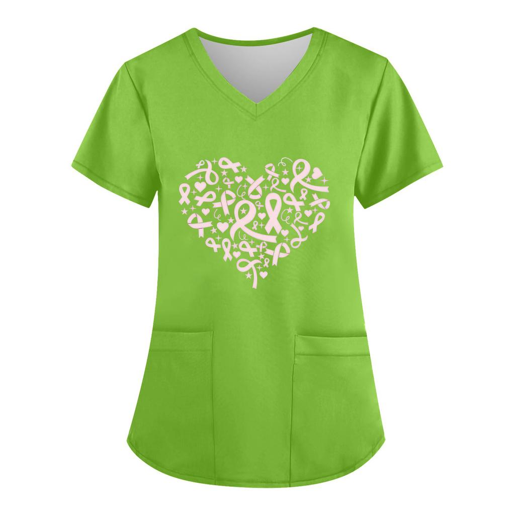 Women's V-Neck Short-Sleeve Pocketed Top With Side Slit