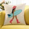 Surfboard Surfing Art Surf Girl   Various Sizes Square Pillow Case For Car Home Bedchamber Decor