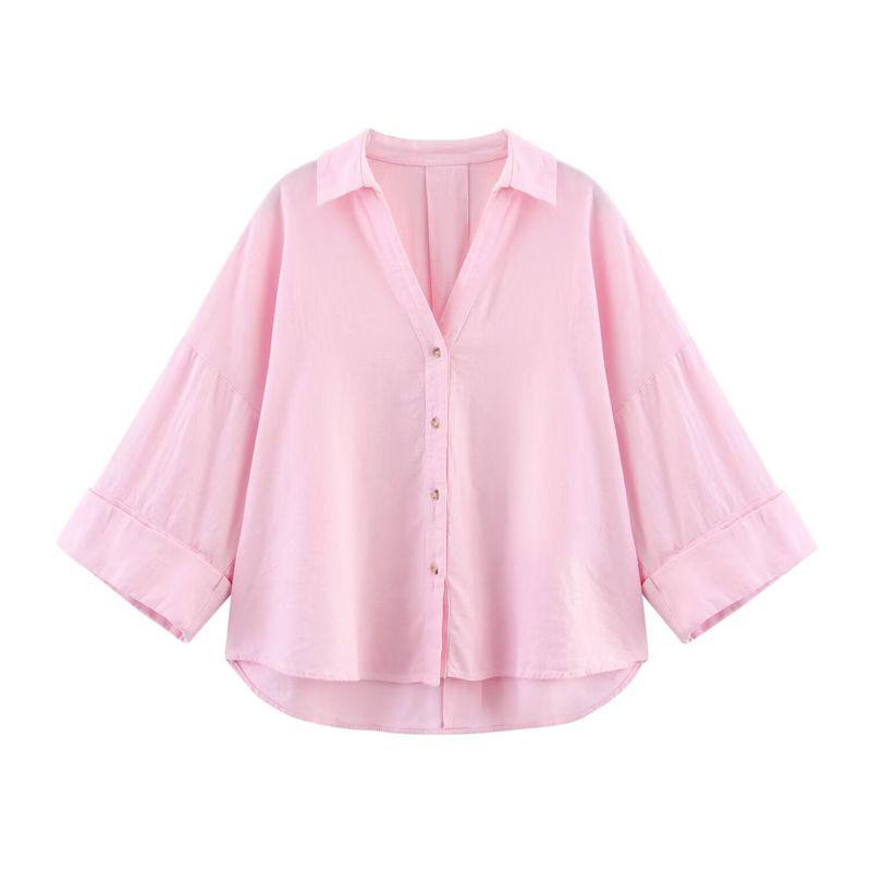 Kaslead New Arrival Women's Fashion Style Fashion All-Match Minimalist Blended Wide Sleeve Shirt 2363801