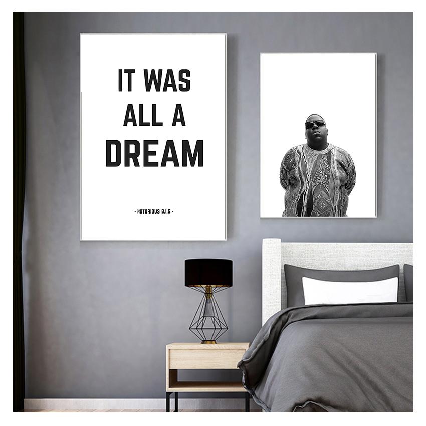 and Poster , It Was All A Dream Biggie Smalls Quote Rap Prints Wall Art Decor The Notorious BIG Canvas Print