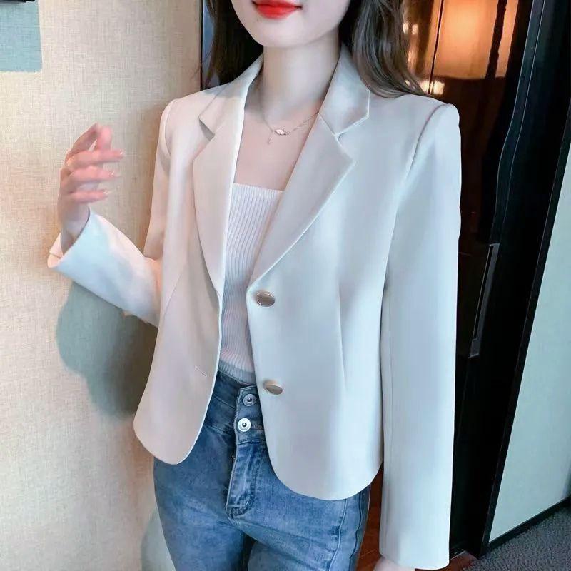 Spring Autumn Elegant Fashion Solid Color Cardigan Suit Women Temperament Blazers Female Outwear Coat Top