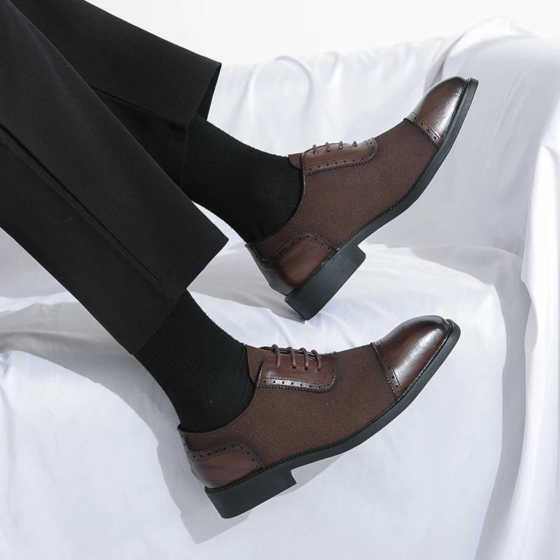 FashionMens Shoes Lace Up Oxfords Wingtip Oxford Shoe Black Leather Brogue Men's Dress Shoes Classic Business Formal Shoes for Men