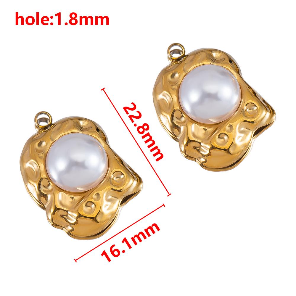 2pcs Stainless Steel Irregular Red Necklace Charms Gold Plated Imitation Pearl Earrings Component DIY Necklaces Jewelry Findings