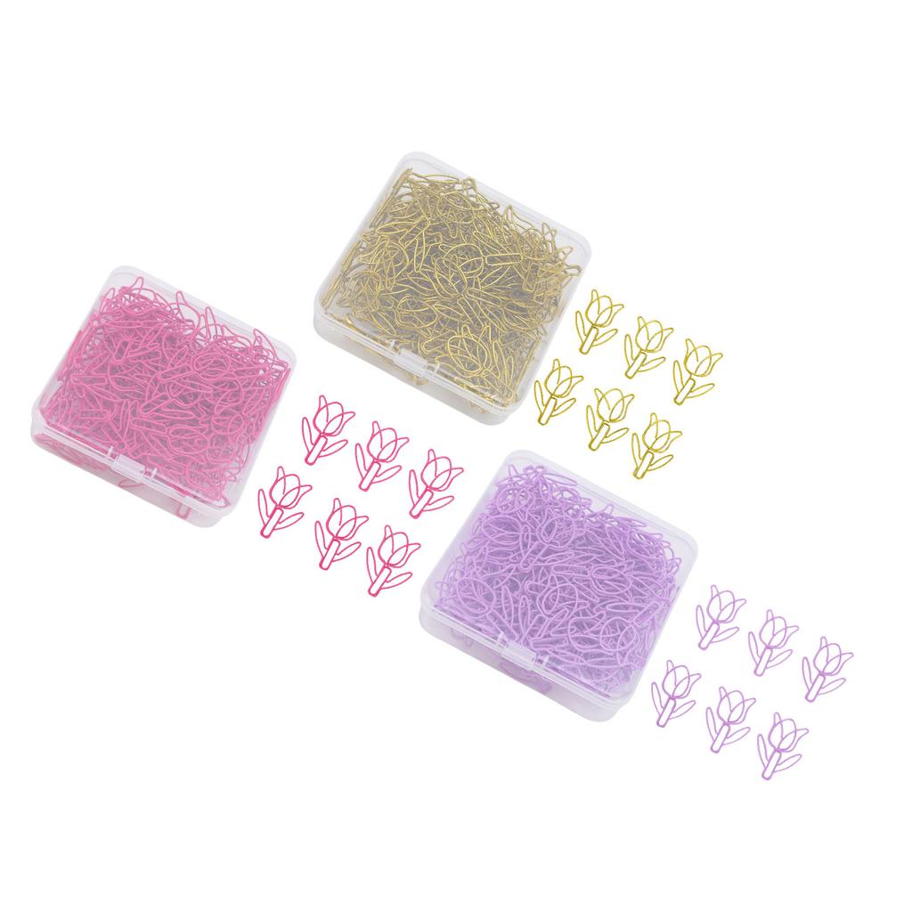 80Pcs Flower Shaped Paper Clips Bulk Mini Colored Bookmarks Clamp with Transparent Box School Suppli