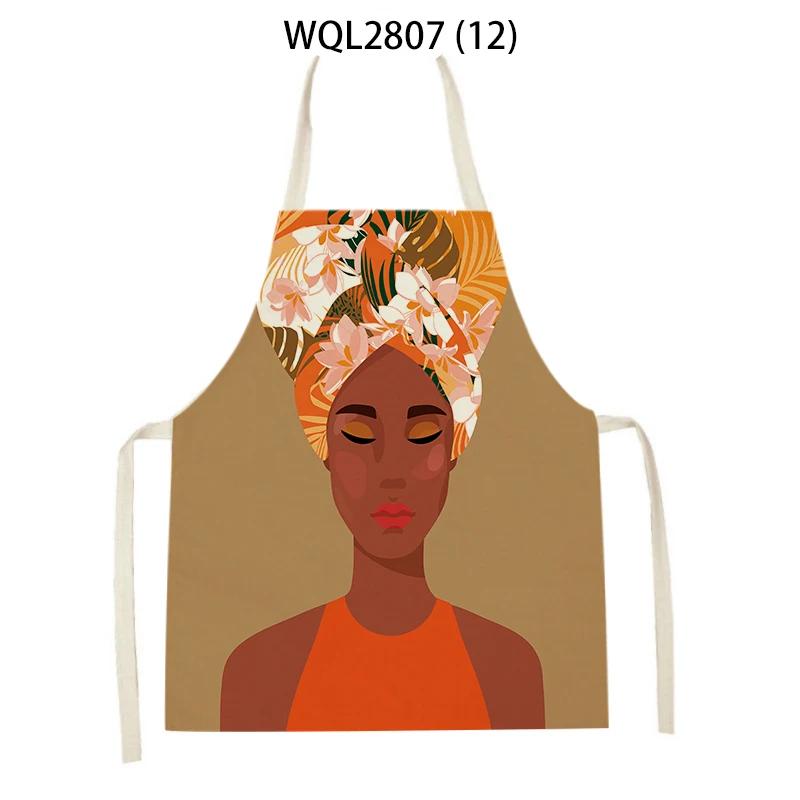 Cartoon African Woman Pattern Kitchen Sleeveless Aprons Home Cleaning Cooking Apron Baking Accessories Household Pinafores