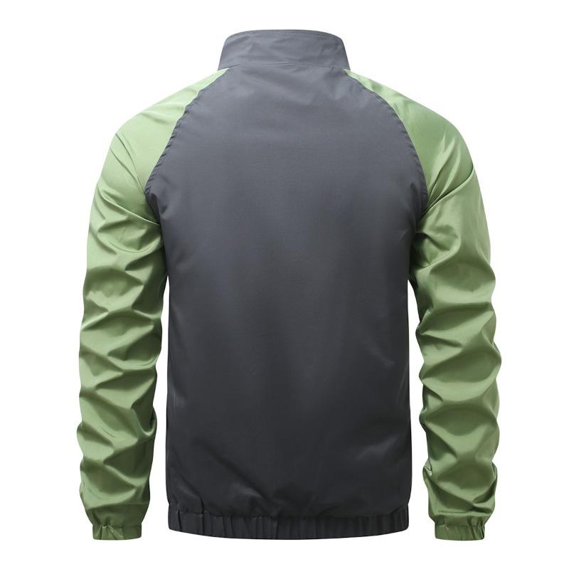 Men S Casual Stand Collar Long Sleeve Patchwork Jacket