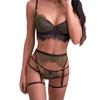 Women's Lace Suspender Lingerie Set with Eyelash Trim