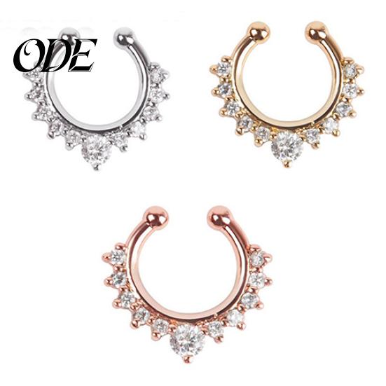 1 Pc U-shape Non Piercing Fake Clip On Septum Clicker Nose Ear Lip Ring Hoop