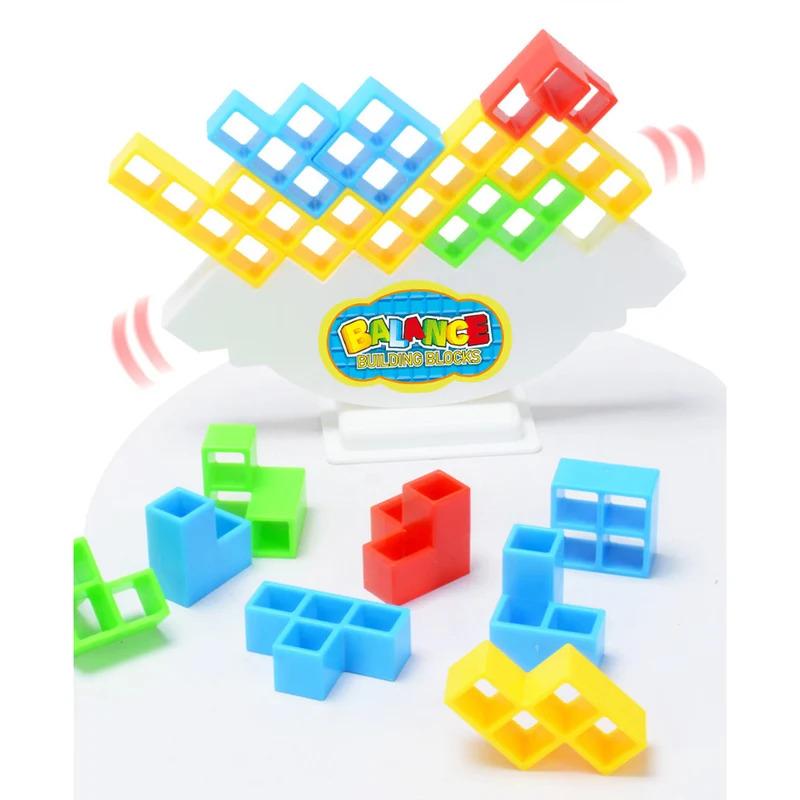 64PCS Tetra Tower Balance Building Blocks Swing Stack Russian Block Game Kids Desktop Party Stacking Challenge Toy Set