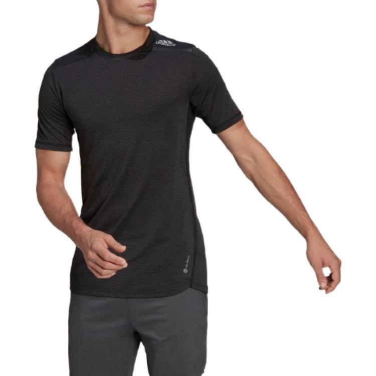 adidas D4T T Shirts Men's Black Crew Neck Moderate Straight Fit HE5441