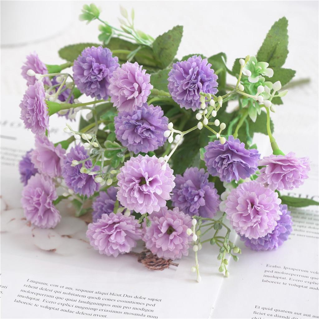 1pc Artificial Fake Floral Carnation Bouquet Silk Flowers Arrangement Home Party Wreath Wedding Tabletop Vase Decoration