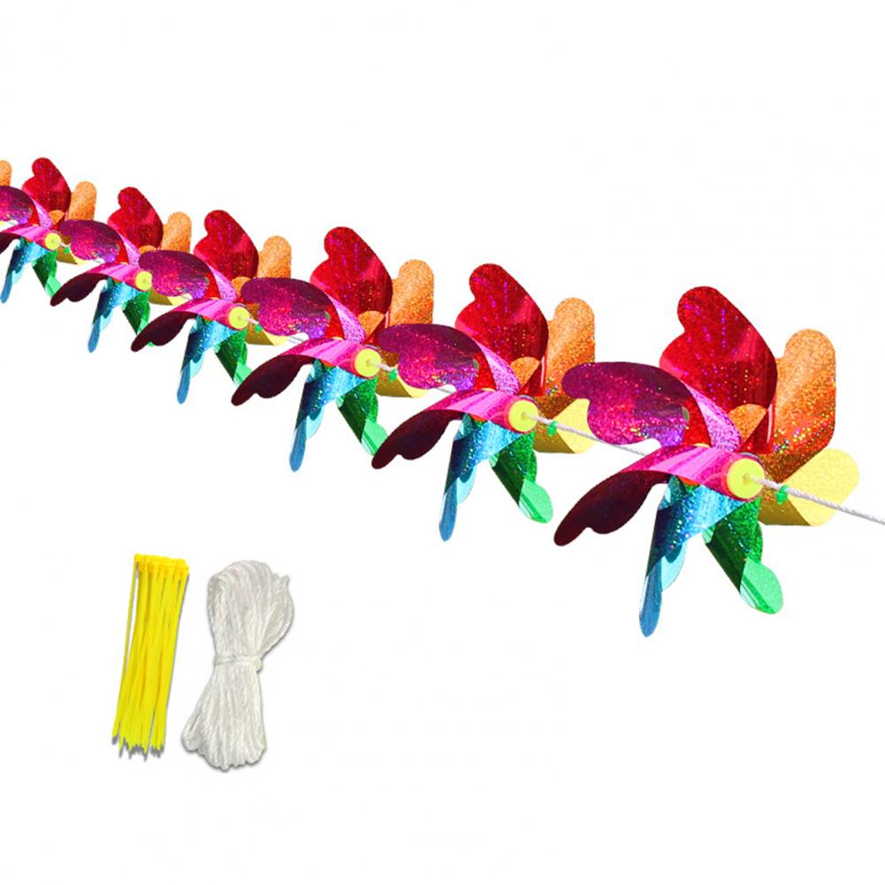 Bird Repellent Pinwheels The Breeze Turns Reflective Toy Wind Spinners Lengthen Colorful Bird Repellent Windmill for Outdoor