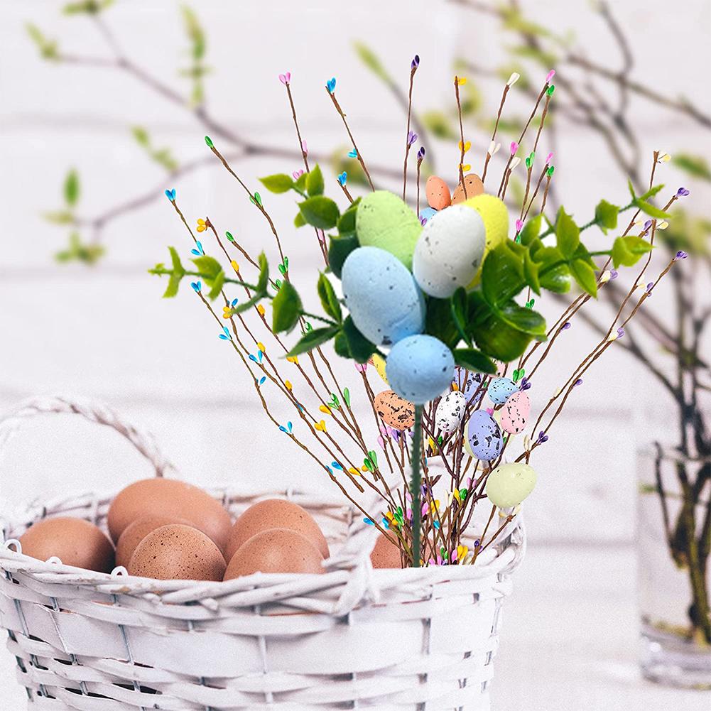 5pcs Artificial Branches With Easter Eggs Decorative Floral Stems For Floral Arrangement Decoration