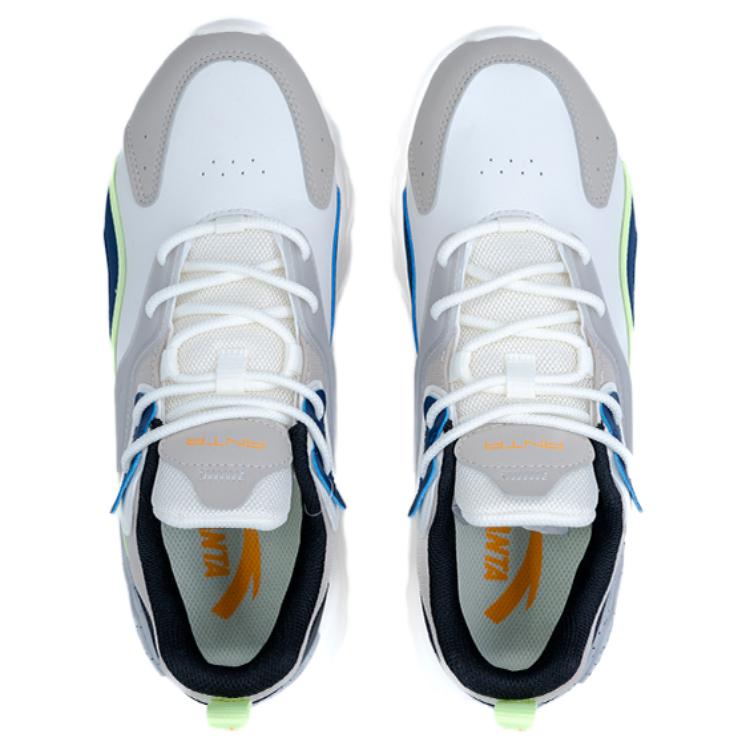 Anta Breakthrough Leather Casual Slip-Resistant Durable Low-Top Lifestyle Shoes Men sneakers White Gray Blue 112518860R-2
