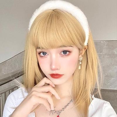 Wig Medium Long Wig Full Wig Crossdressing Wig Medium Straight Wig Natural Small Face Heat Resistant Layer Net Included Blonde Women's Women's