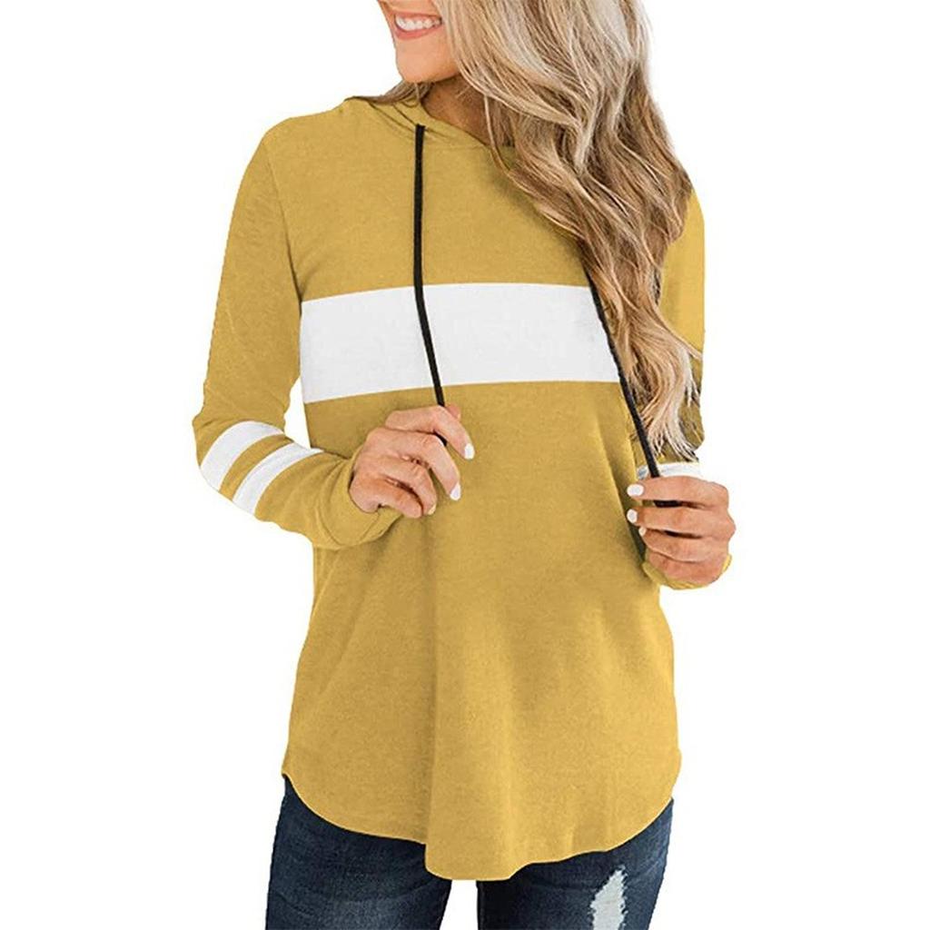 Women's Loose Comfortable Fashionable And Casual Long Sleeved Patchwork Hooded Top