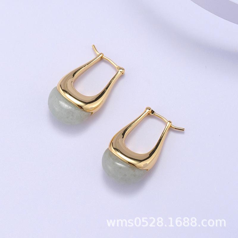 Earrings Copper-plated Real Gold Fashionable Atmosphere Retro High-end Women's Stud Earrings, Earrings