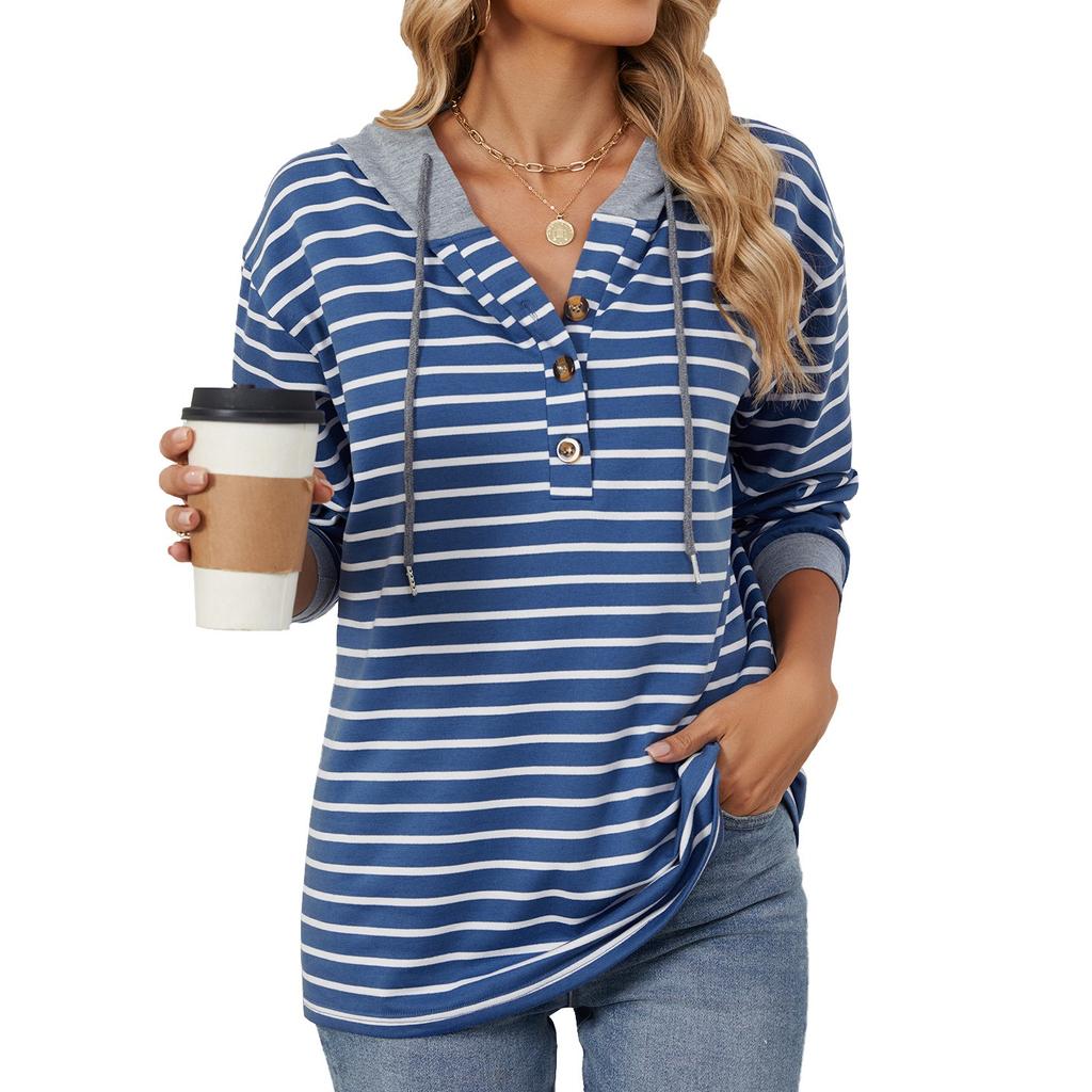 Elegant and Fashionable Fall and Winter Comfortable Hooded Button Drawstring Casual Long Sleeve Sweatshirt Top Pullover Hoodies