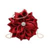 Red Flower Clutch Purse Women Round Evening Bag Crystal Diamond Wedding Silk Handbag Exquisite Chain Shoulder Bags