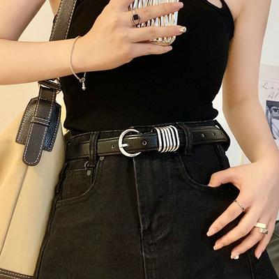 Metal Buckle West Cowboy Waist Belt Hip Hop Women Waistband Fashion PU Leather Belt  Ladies