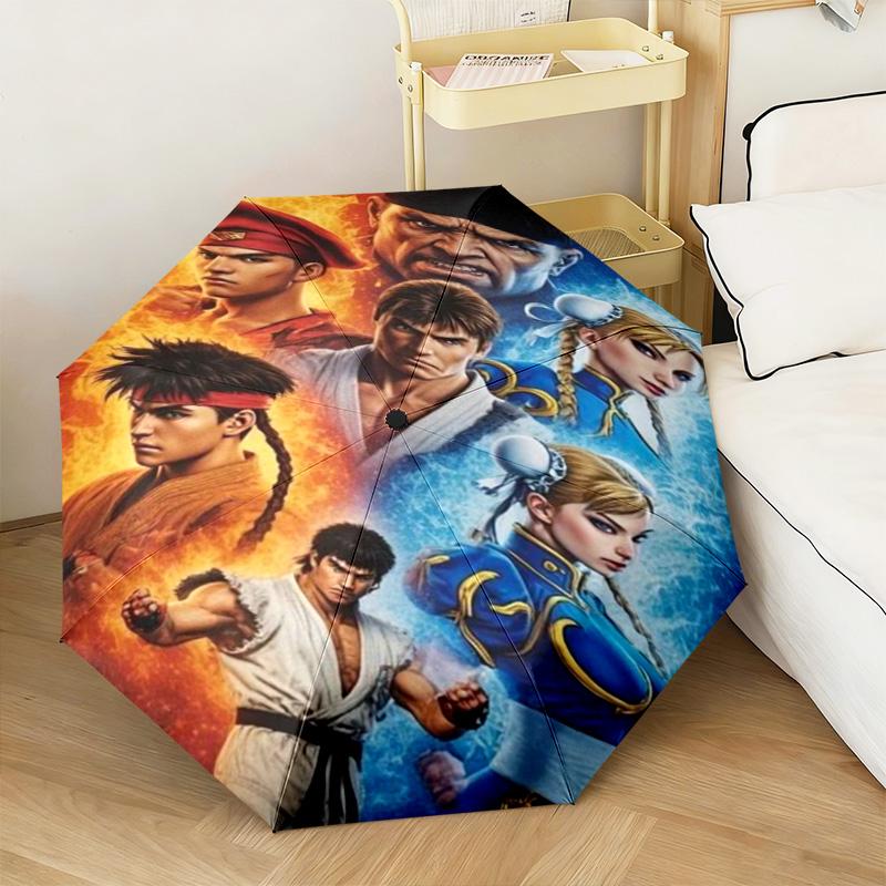 Street Fighter Ii Characters Automatic Umbrella - Suitable Travel Portable Umbrella Outdoor sun shading umbrella Suitable For All Seasons