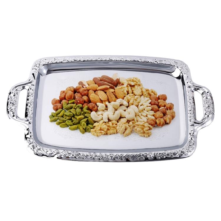 Metal Rectangle Fruit Sugar Trays KTV Hotel Plate Basket Wedding Party Tray Dish